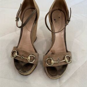 Gucci Tan Sandals with Gold Accent